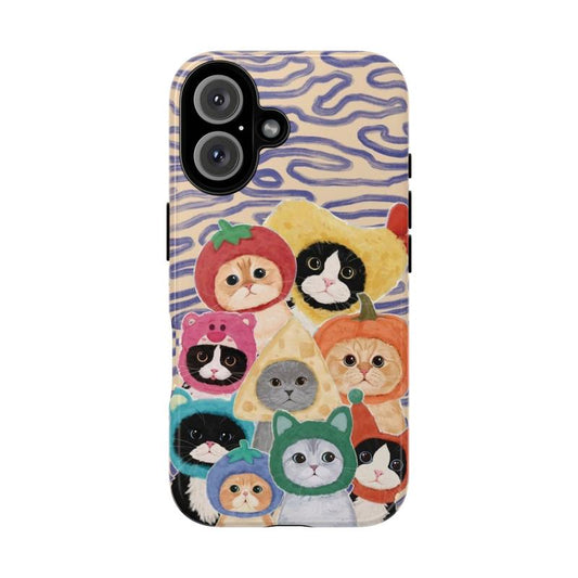 Costume Cats Phone Case – Adorable Vintage Kittens in Fruit & Animal Hats, Playful Protective Cover for Iphone 16 Pro Max 15 14 13 12 11 X, Samsung Galaxy S25 S24 S23 S22 S21