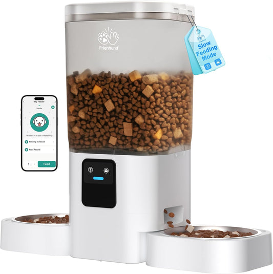 Automatic Cat Feeder with Slow Feed for 2 Cats: 5G Wifi Automatic Dog Feeder with 7L Large Cat Food Storage Container,Cat Food Dispenser with Alexa for Multiple Pets.