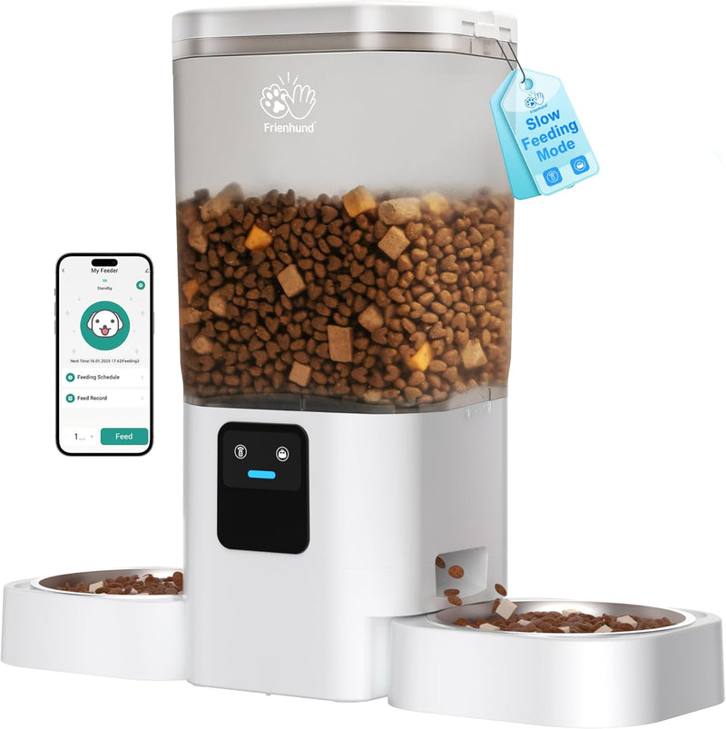 Automatic Cat Feeder with Slow Feed for 2 Cats: 5G Wifi Automatic Dog Feeder with 7L Large Cat Food Storage Container,Cat Food Dispenser with Alexa for Multiple Pets.
