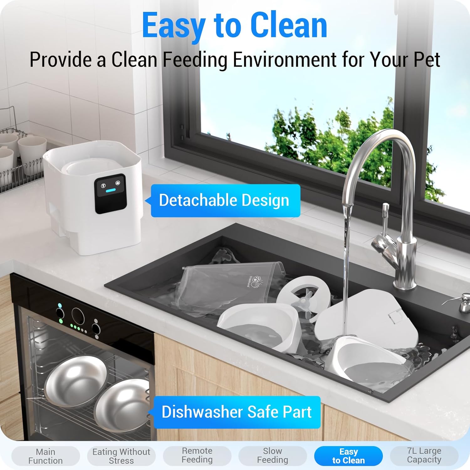 Automatic Cat Feeder with Slow Feed for 2 Cats: 5G Wifi Automatic Dog Feeder with 7L Large Cat Food Storage Container,Cat Food Dispenser with Alexa for Multiple Pets.