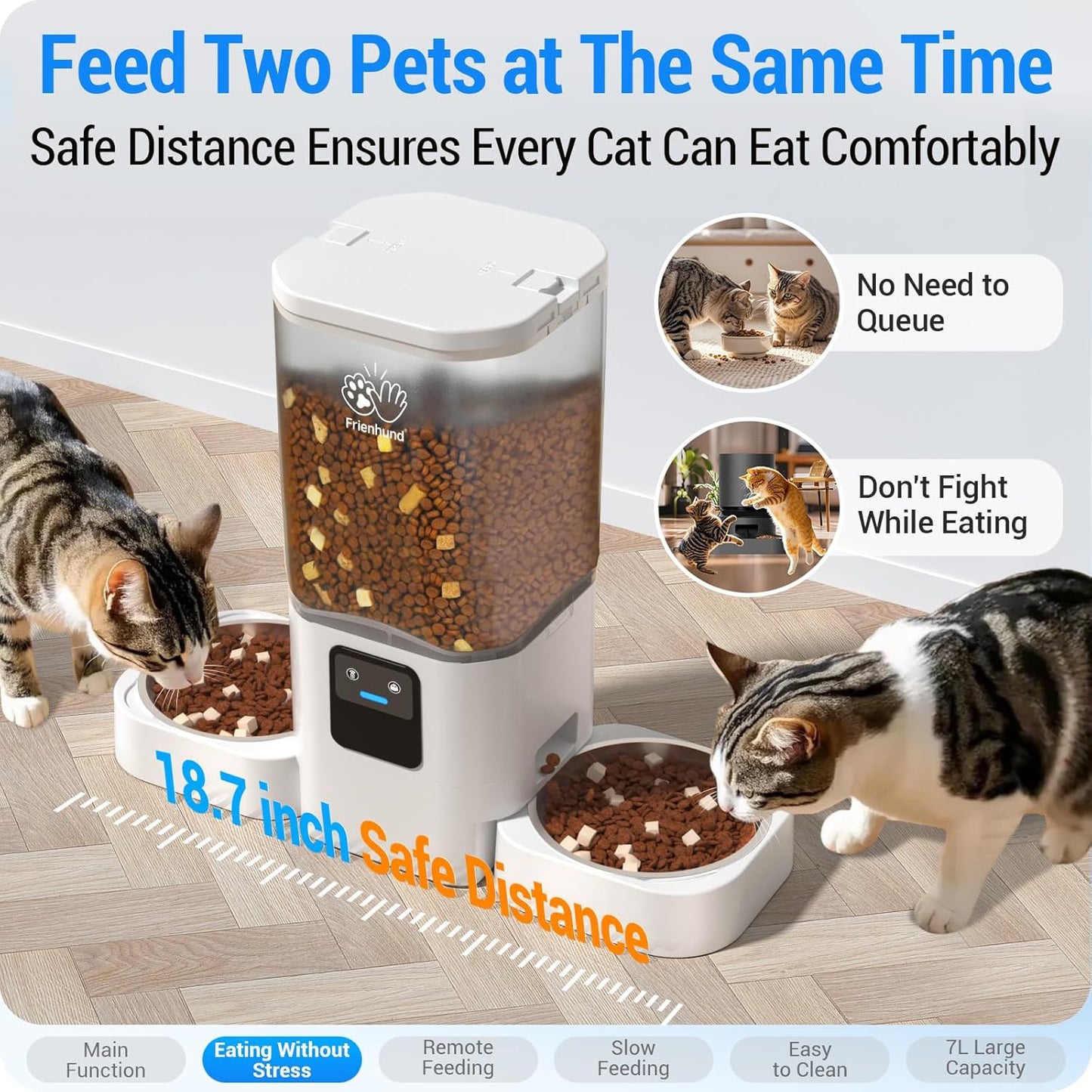 Automatic Cat Feeder with Slow Feed for 2 Cats: 5G Wifi Automatic Dog Feeder with 7L Large Cat Food Storage Container,Cat Food Dispenser with Alexa for Multiple Pets.