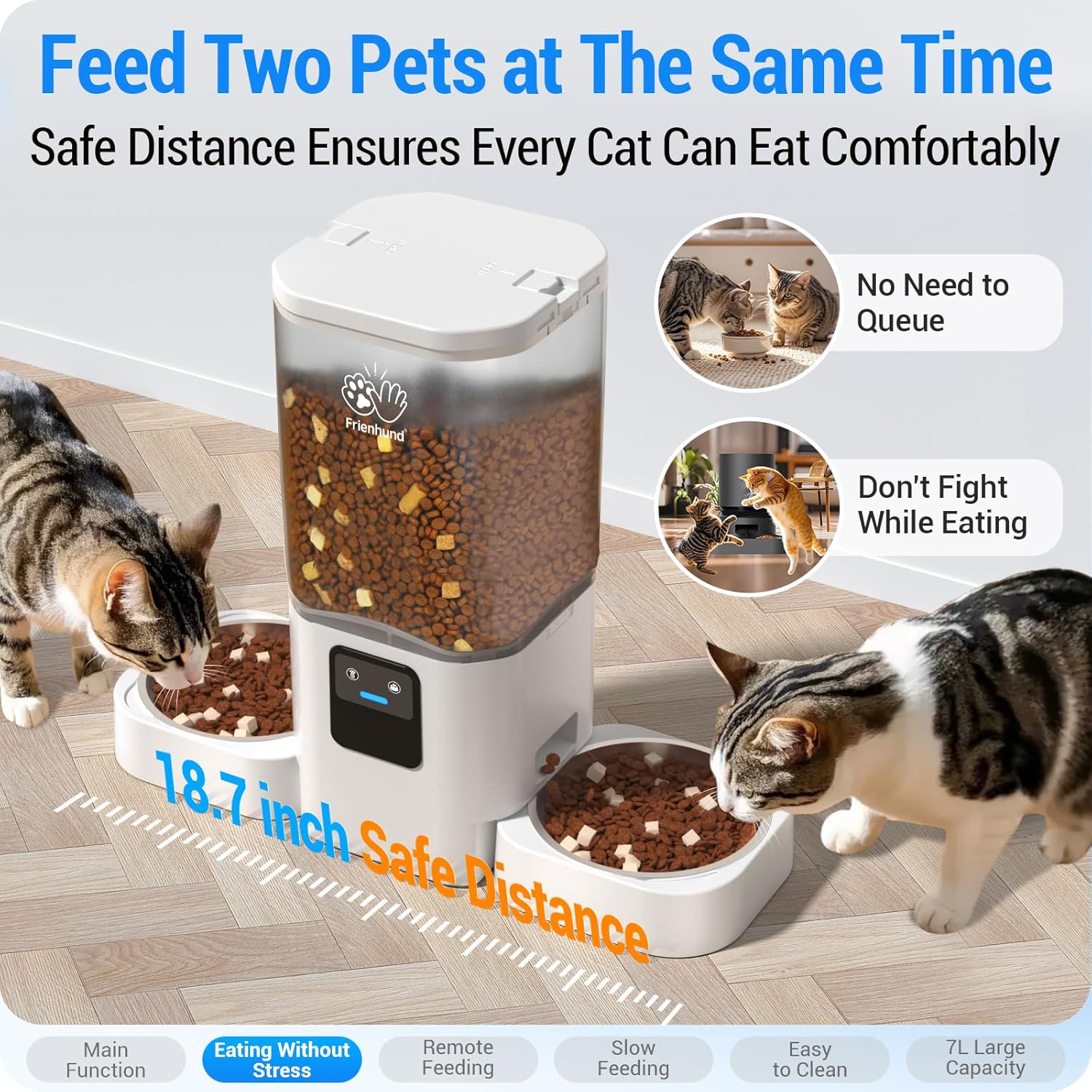 Automatic Cat Feeder with Slow Feed for 2 Cats: 5G Wifi Automatic Dog Feeder with 7L Large Cat Food Storage Container,Cat Food Dispenser with Alexa for Multiple Pets.