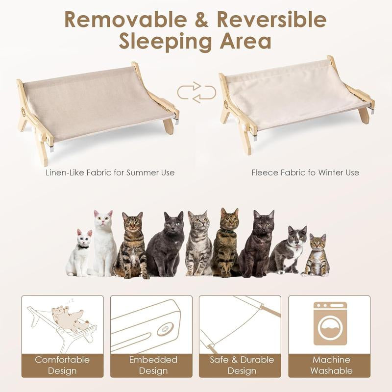 EHEYCIGA Cat Window Perch 23.2×15.2×8.6 Inches for Cats Inside, Adjustable Cat Hammock with Premium Hardwood & Robust Metal Frame