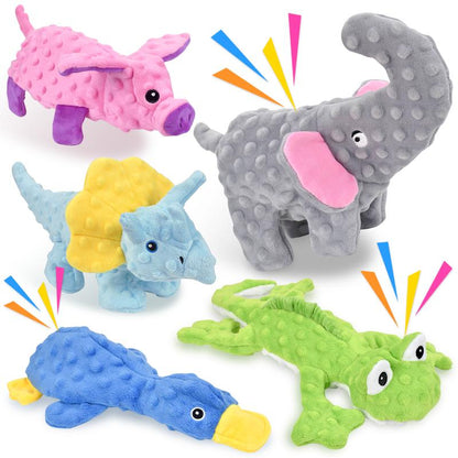 LECHONG No Stuffing Dog Toys for Aggressive Chewers, Squeaky Dog Toys for Large Medium and Small Dogs, Puppy Dog Chew Toys Pack of 5