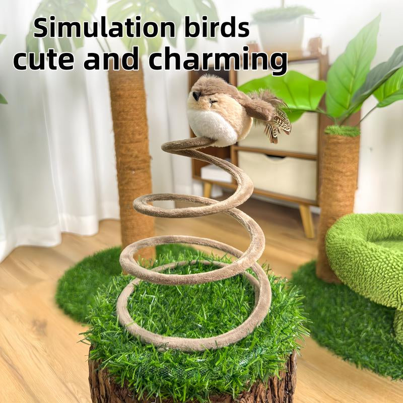 Forest-Themed Spring Bobblehead Singing Bird Cat Scratcher 7.48X7.48X10.24 Inches Cute Interactive Toy for Kittens Small Pets Wobble Design Indoor Outdoor Fun Chew Plaything Cattoys Dogtoys