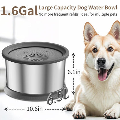 Stainless Steel 6.5L Dog Water Bowl 1.6 Gallon Extra Large Capacity with Splash-Proof Design Non-Slip Mat Elevated Slow Feeder for Medium & Large Dogs Black