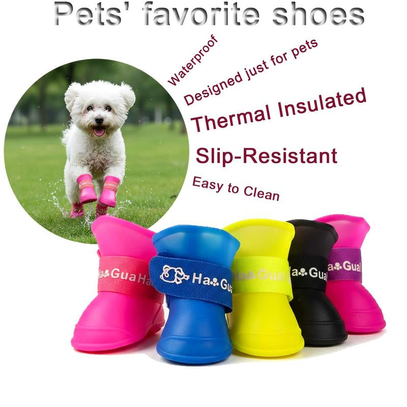 Ultimate Christmas Gift for Pet Owners! Dualpet Waterproof Dog Boots - the Anti-Slip Rain Shoes Dogs Love to Wear. Secure & Comfortable Fit (S-XL). Give the Gift of Dry, Happy Adventures Cartoon Pattern Dog Paw Protectors