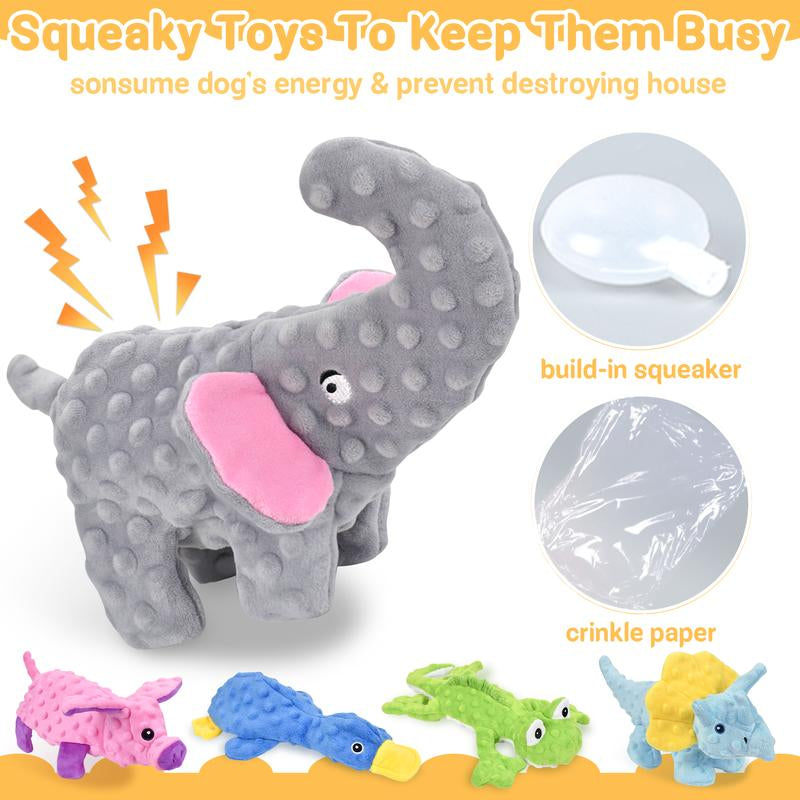 LECHONG No Stuffing Dog Toys for Aggressive Chewers, Squeaky Dog Toys for Large Medium and Small Dogs, Puppy Dog Chew Toys Pack of 5