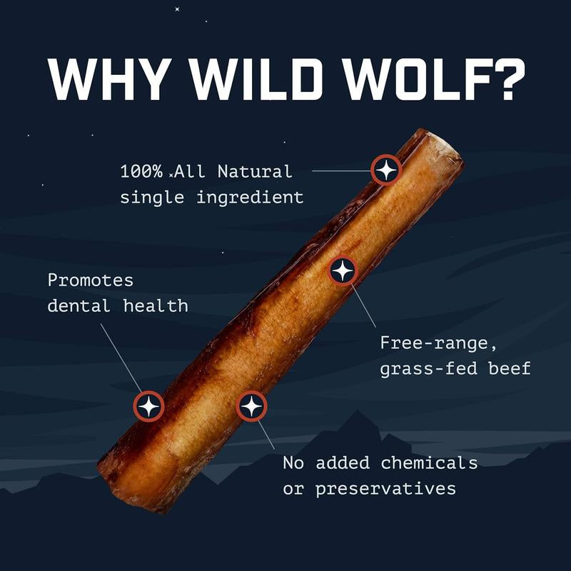 Wild Wolf 6-Inch Beef Gullet Sticks (1 Pound) Healthy, All-Natural Dog Chew Treats - High in Glucosamine and Chondroitin for Joint Health