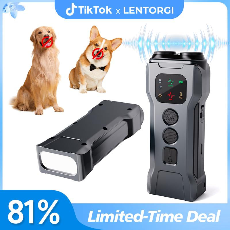 【Lentorgi】 Ultrasonic Dog Bark Deterrent Device – anti Barking Device for Dogs, Safe & Humane Dog Training Tool to Stop Barking, Indoor & Outdoor Use, 23Ft Long Range Rechargeable Bark Stopper