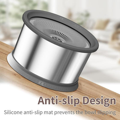 Stainless Steel 6.5L Dog Water Bowl 1.6 Gallon Extra Large Capacity with Splash-Proof Design Non-Slip Mat Elevated Slow Feeder for Medium & Large Dogs Black