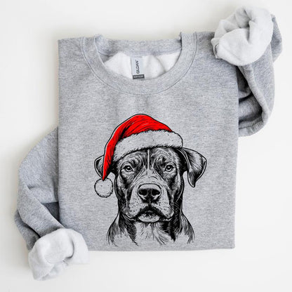 Santa Paws Christmas Dog Sweatshirt – 50 Dog Breeds in Festive Santa Hat | Gildan Unisex Holiday Pullover