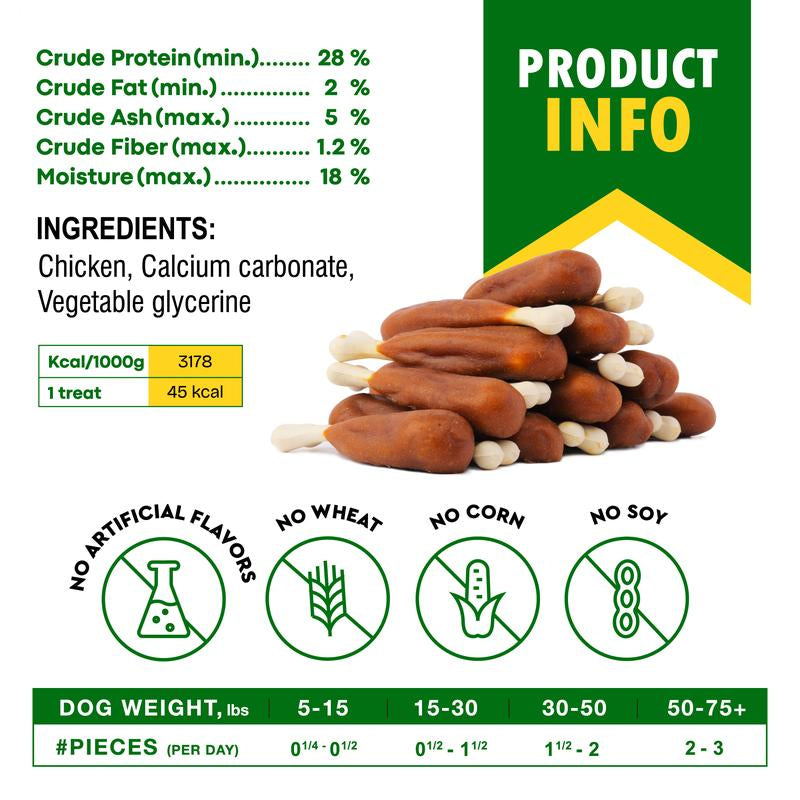 Dog Calcium Bones Wrapped Chicken & Rawhide Free Chew Treats